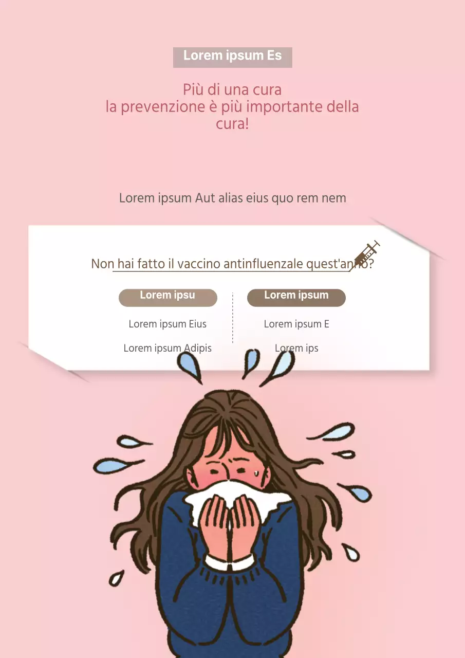 Volantino di promozione della vaccinazione antinfluenzale semplice in colore rosa