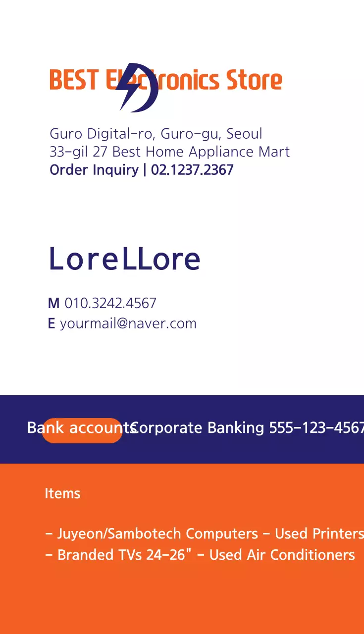 Orange Modern Appliances Advertisement Business Card