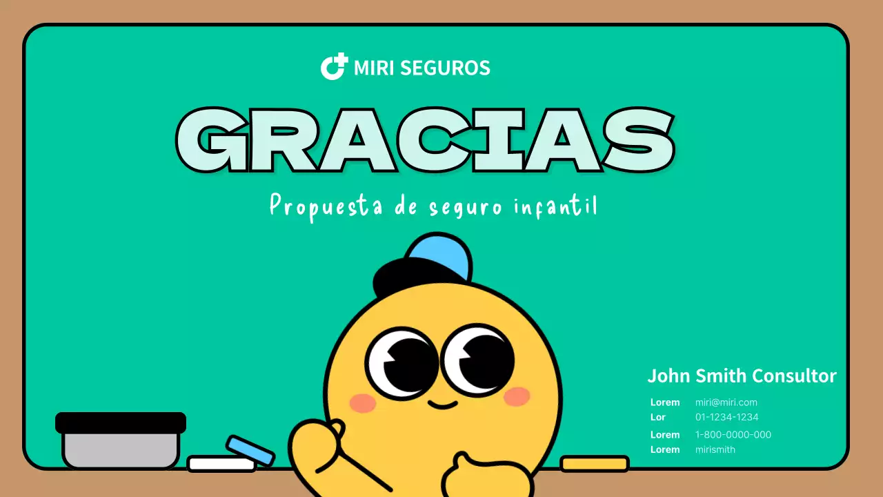 Turquoise Cute Character Child Insurance Proposal Presentation