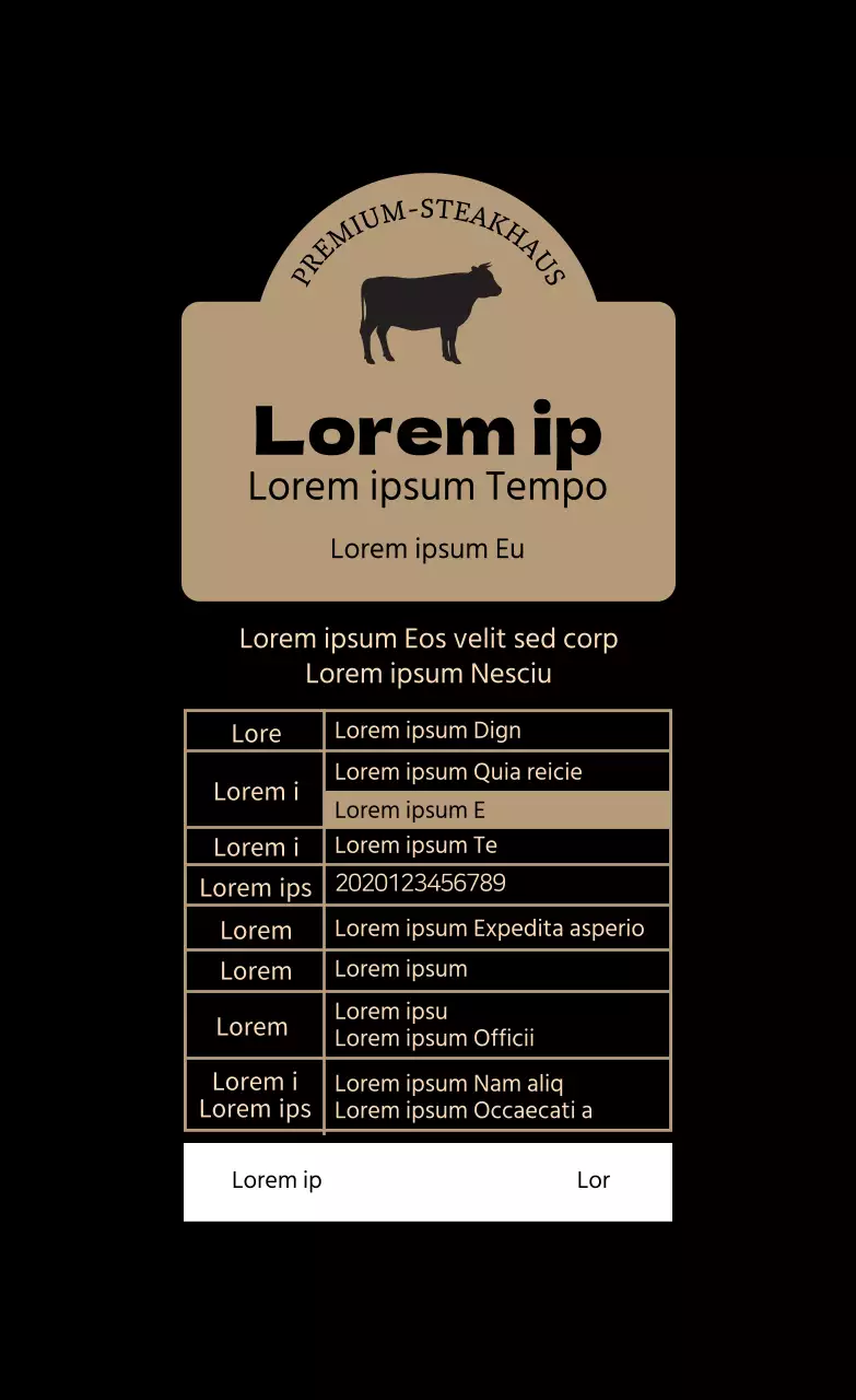 Beigefarbenes illustriertes Etikett für koreanisches Rindfleisch