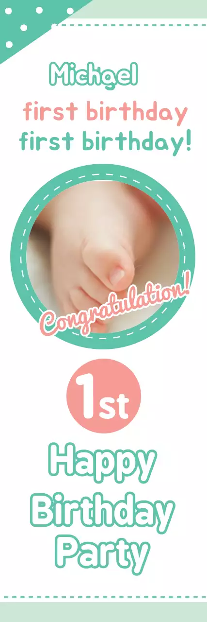 Banner de convite de aniversário simples de menta