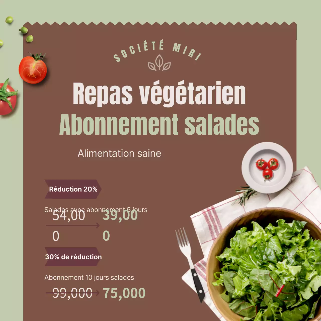 Salade verte fraîche brunâtre Abonnement Event