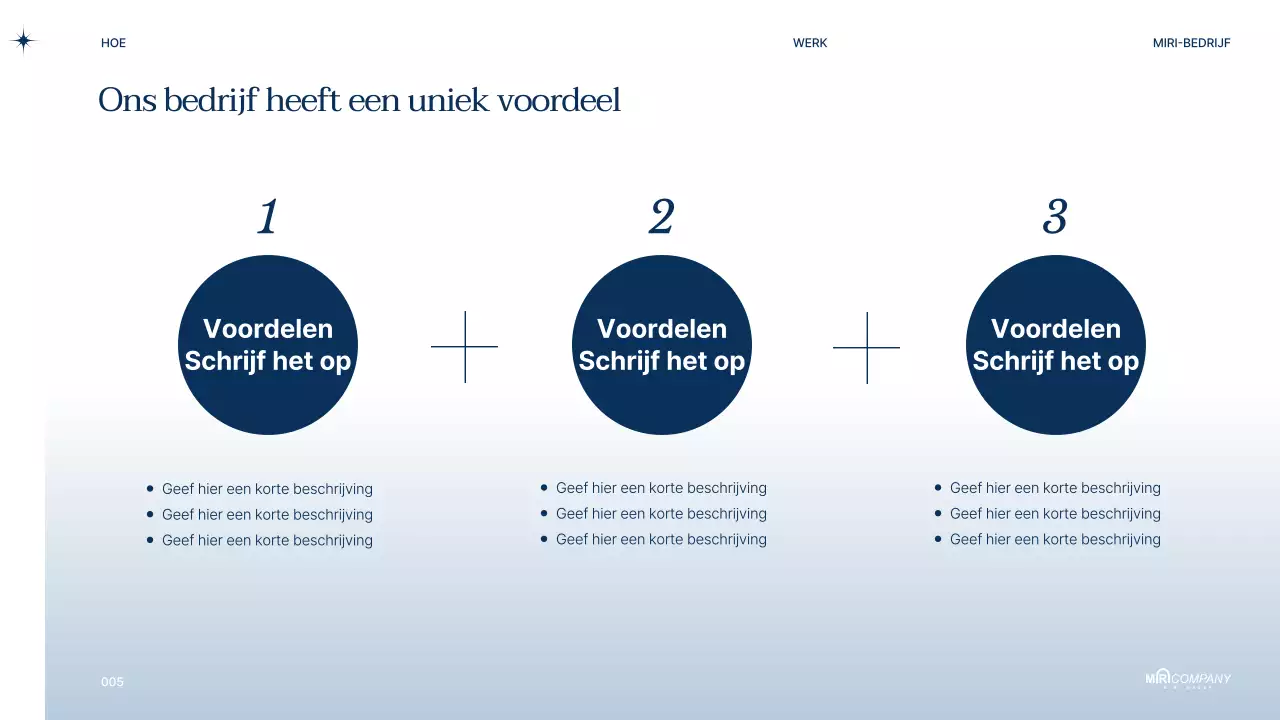 Voorstel voor moderne zakelijke PT in marineblauw