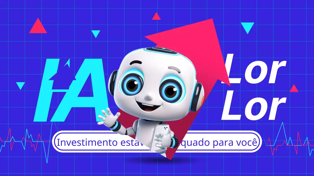 Um posto cibernético de seleção de acções com IA em rosa choque e azul