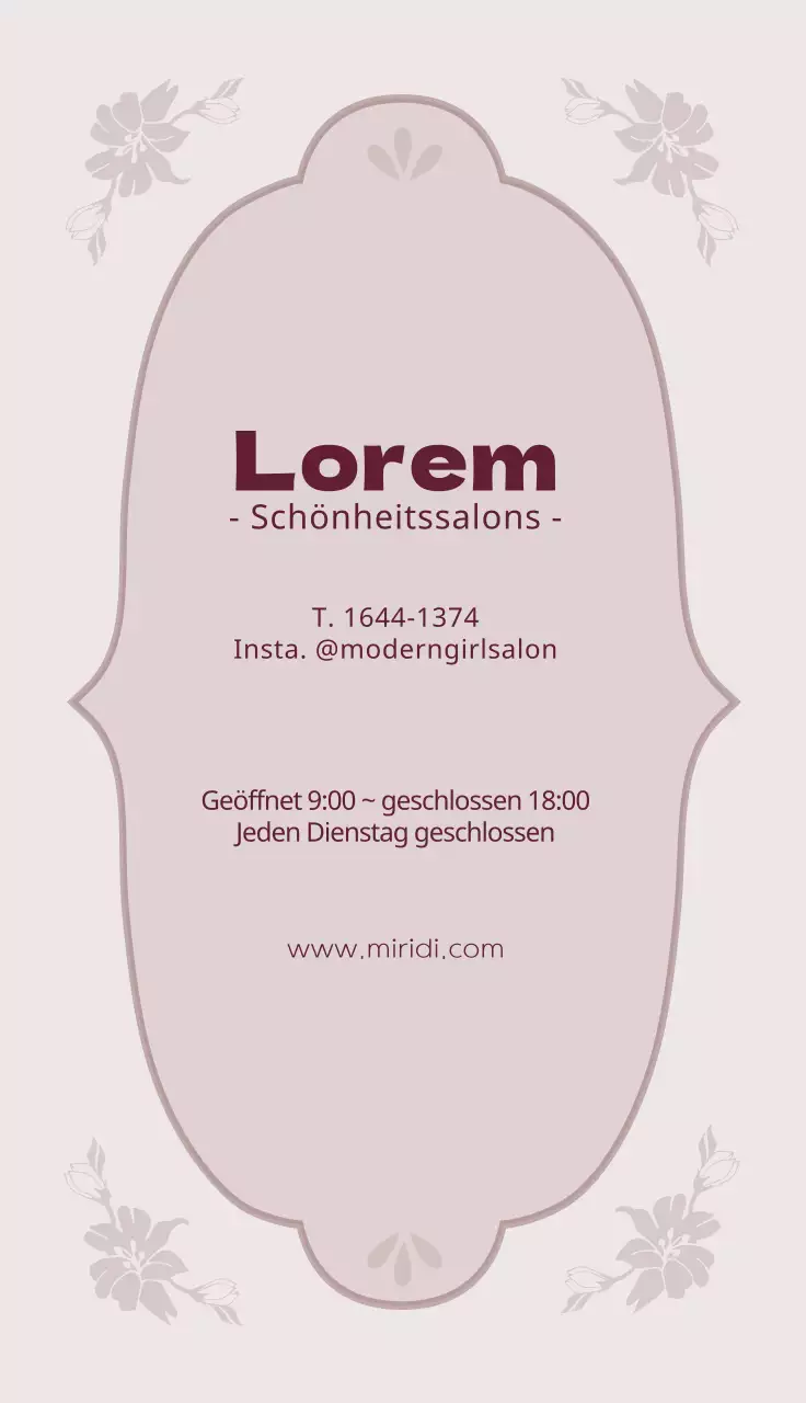 Rosa lila Illustration Friseursalon Schönheit Visitenkarte