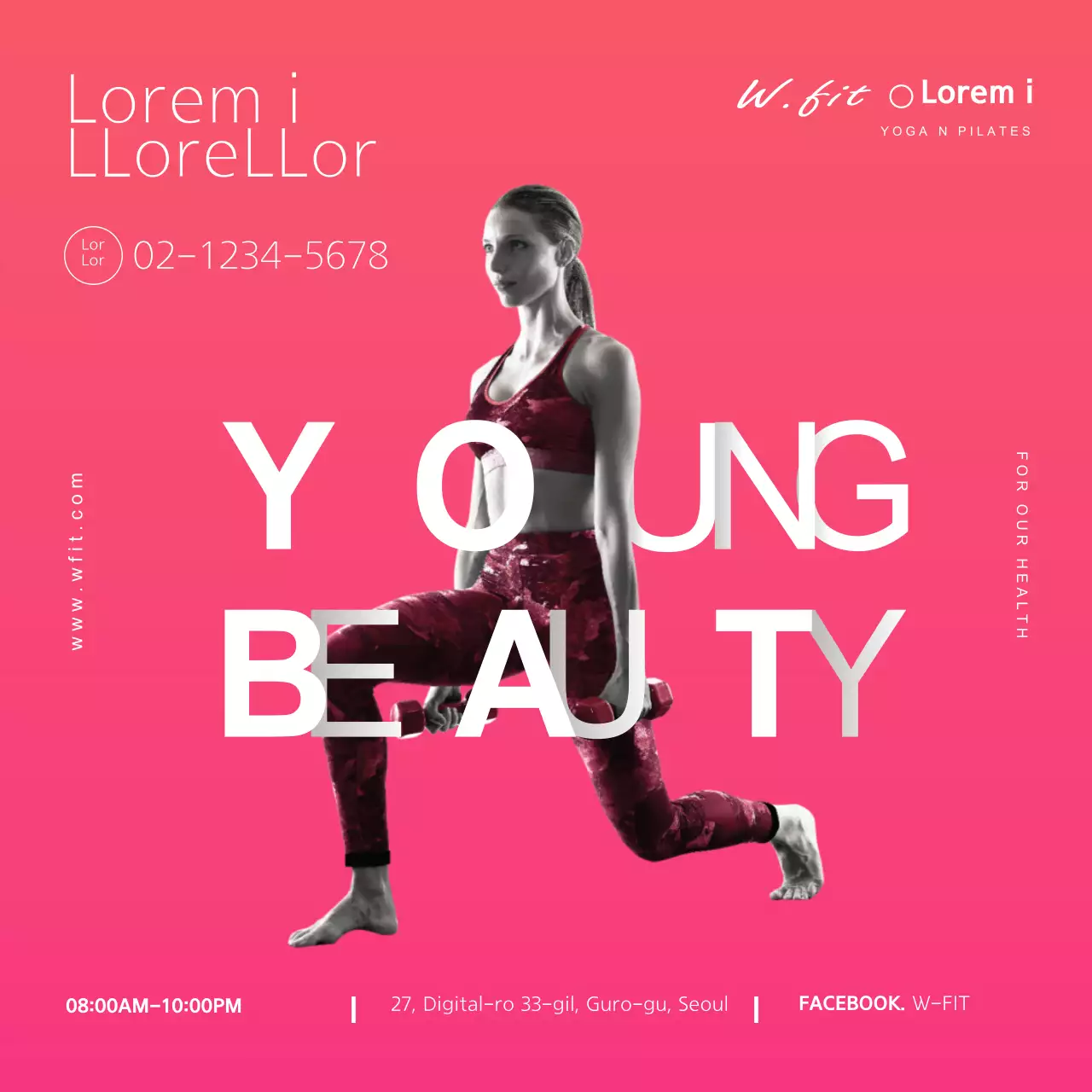 Banner de propaganda de fitness moderno rosa