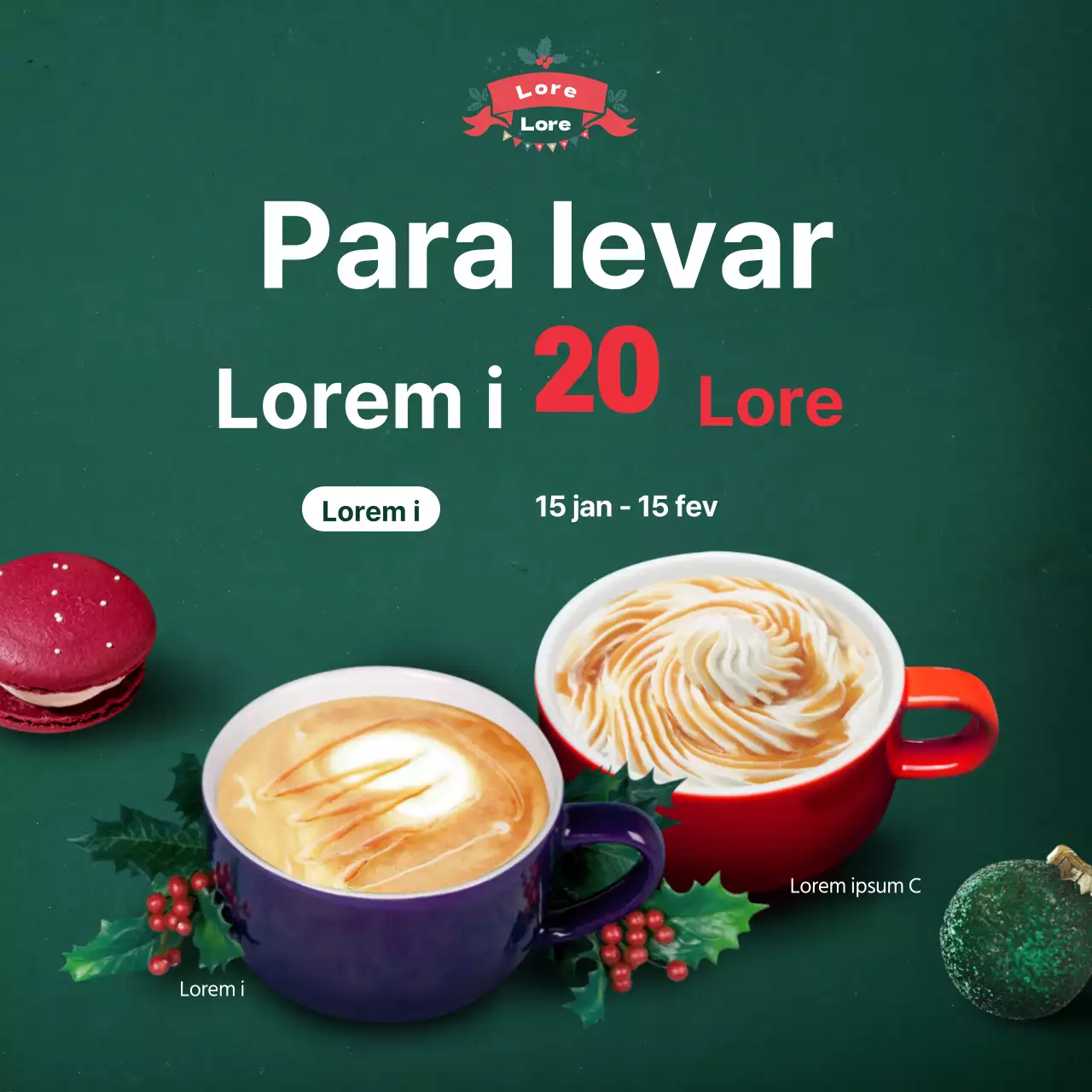 Promova o menu de Natal da sua cafetaria com um destaque fotográfico verde