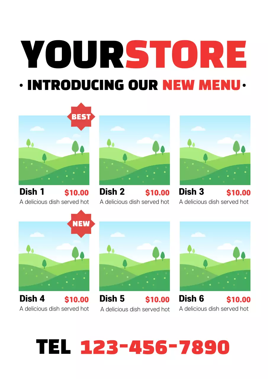 Red Modern Menu Promotion Poster