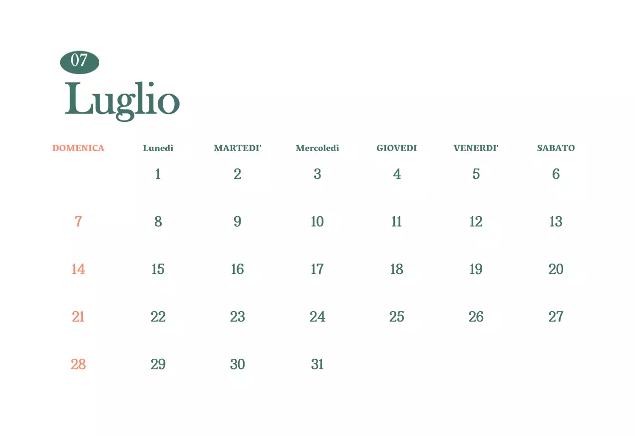 Calendario dei bar con i consigli per le bevande del mese