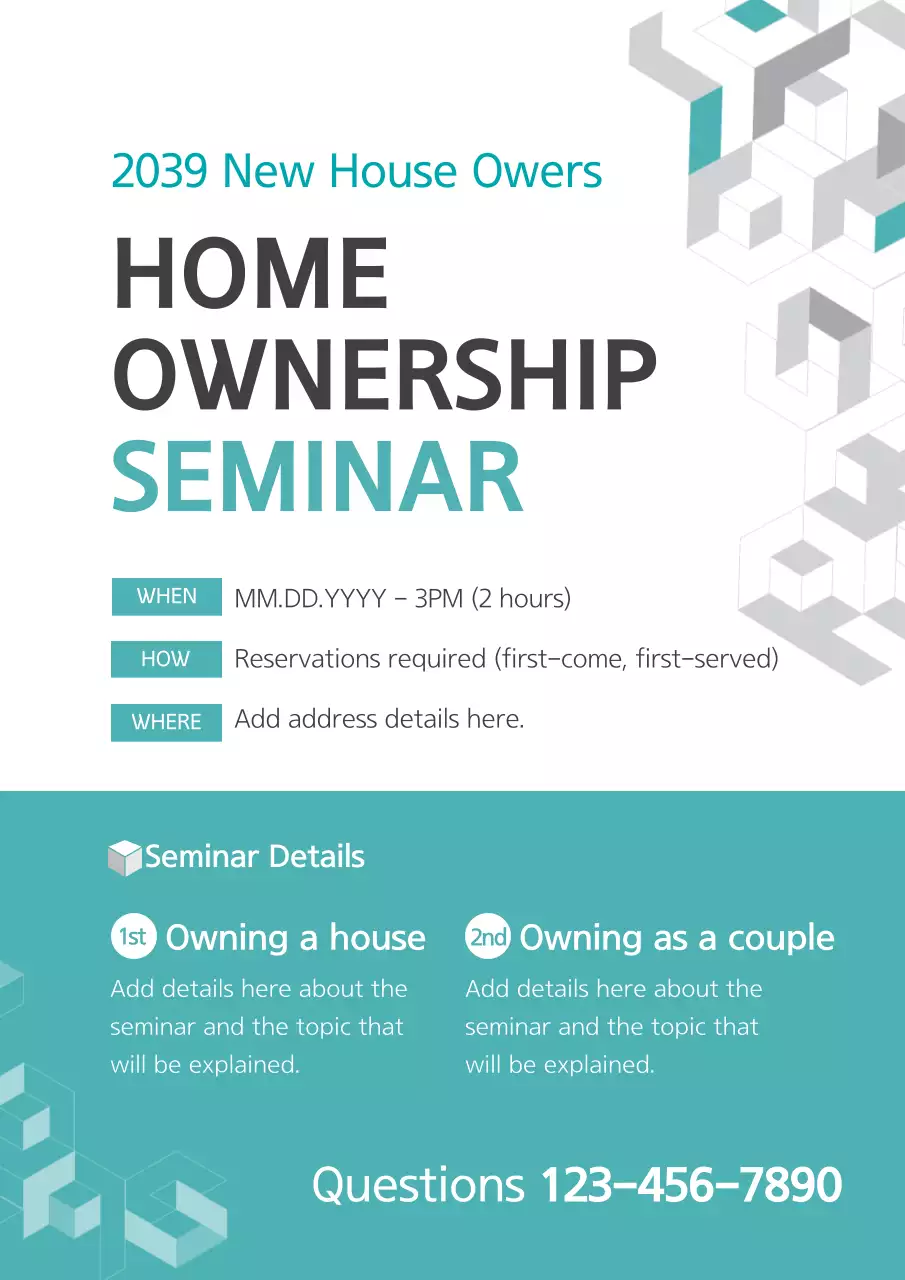 Teal Modern Home Seminar Announcement Poster
