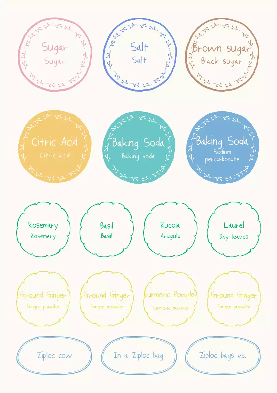 Pastel hand-drawn handwritten label stickers