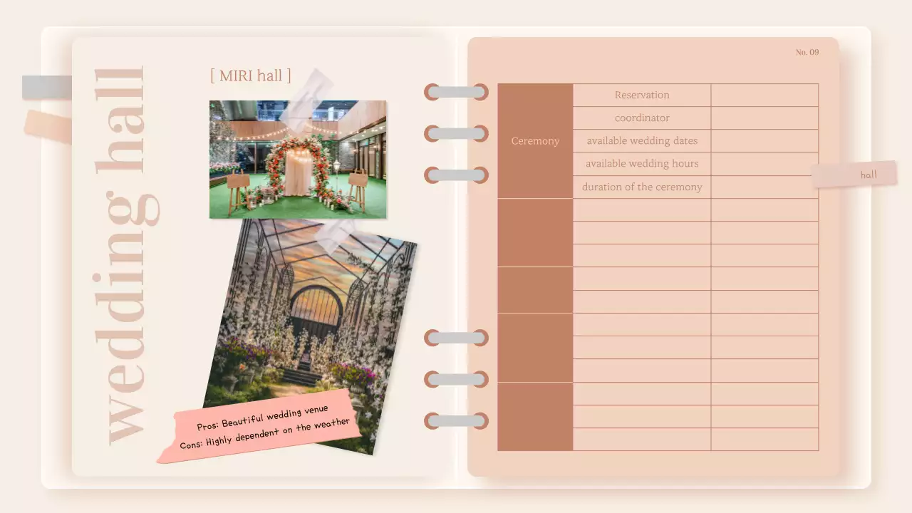 Decorate your wedding planning diary in pink and beige