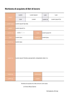 Modulo di richiesta di acquisto del libro di lavoro ben documentato