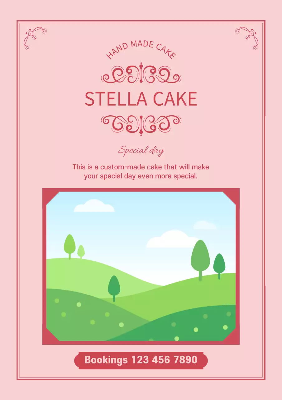 Pink Elegant Cake Promotion Poster