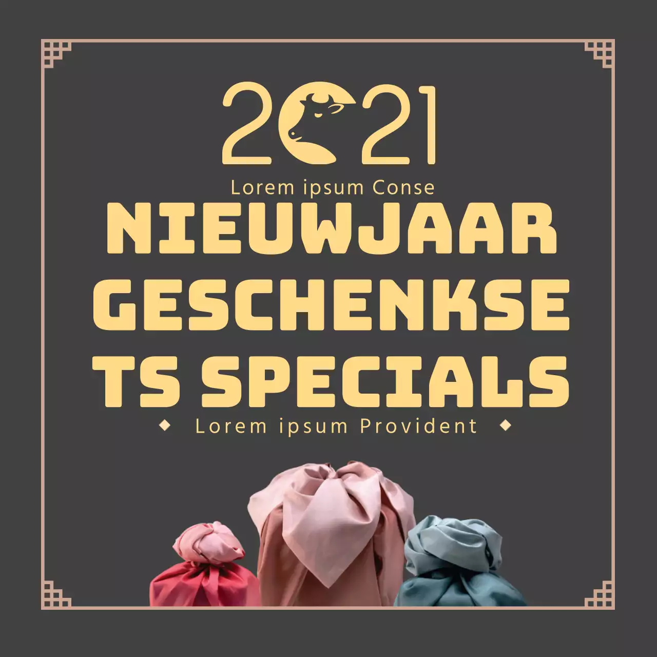 beige fotologo traditionele nieuwjaarsgroet