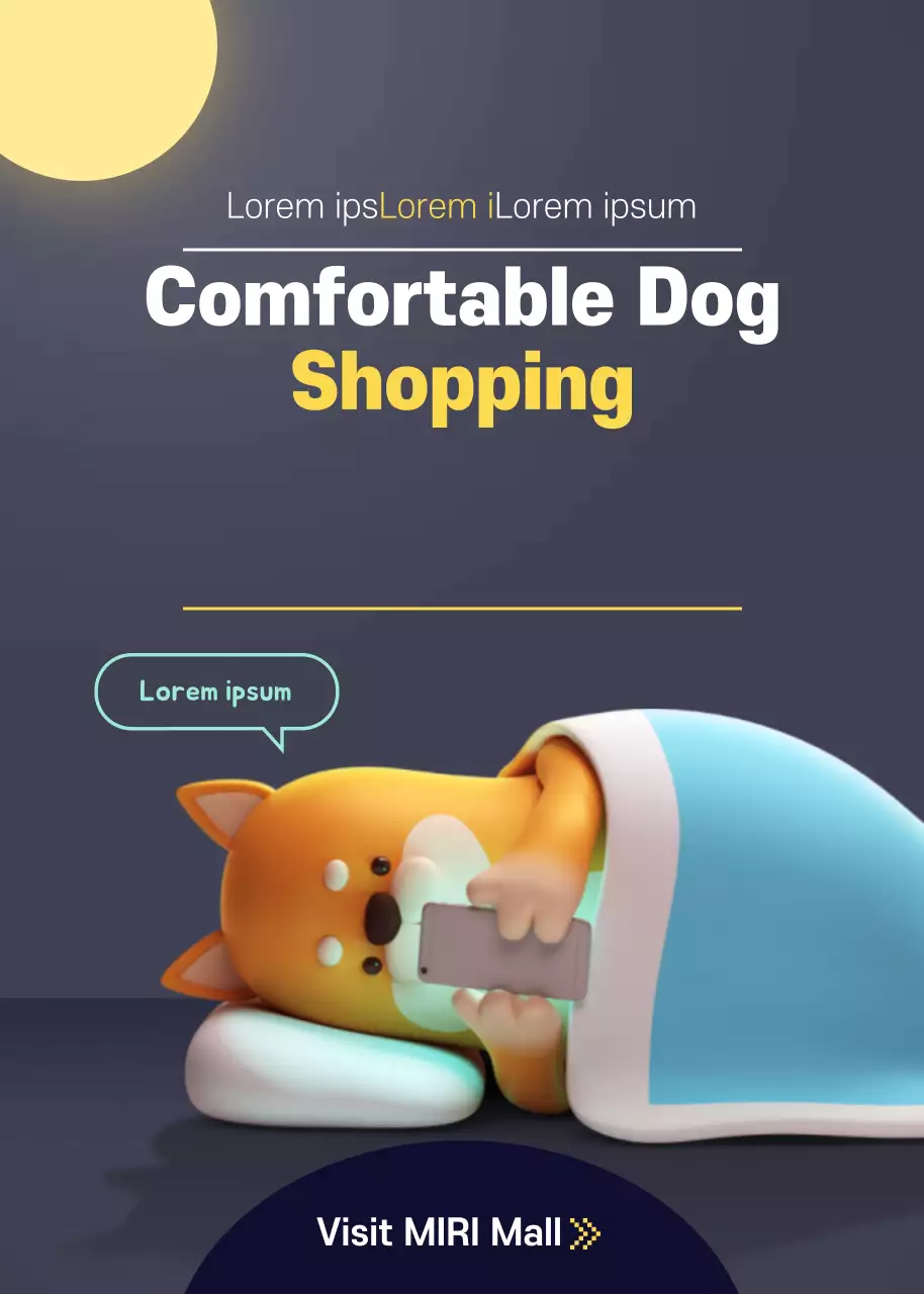 Cartaz de propaganda de cachorro minimalista cinza