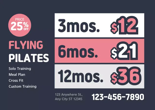 Cartaz promocional de Pilates Moderno Rosa