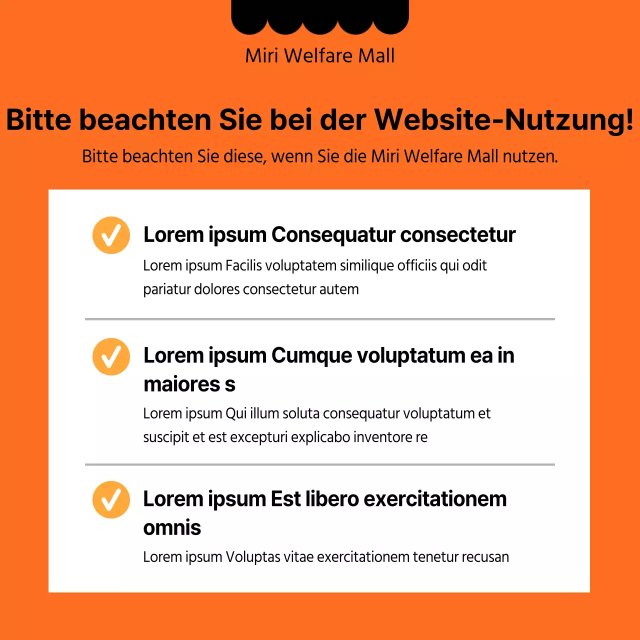 Eröffnung eines sauberen, schwarz-orangefarbenen Sozialkaufhauses