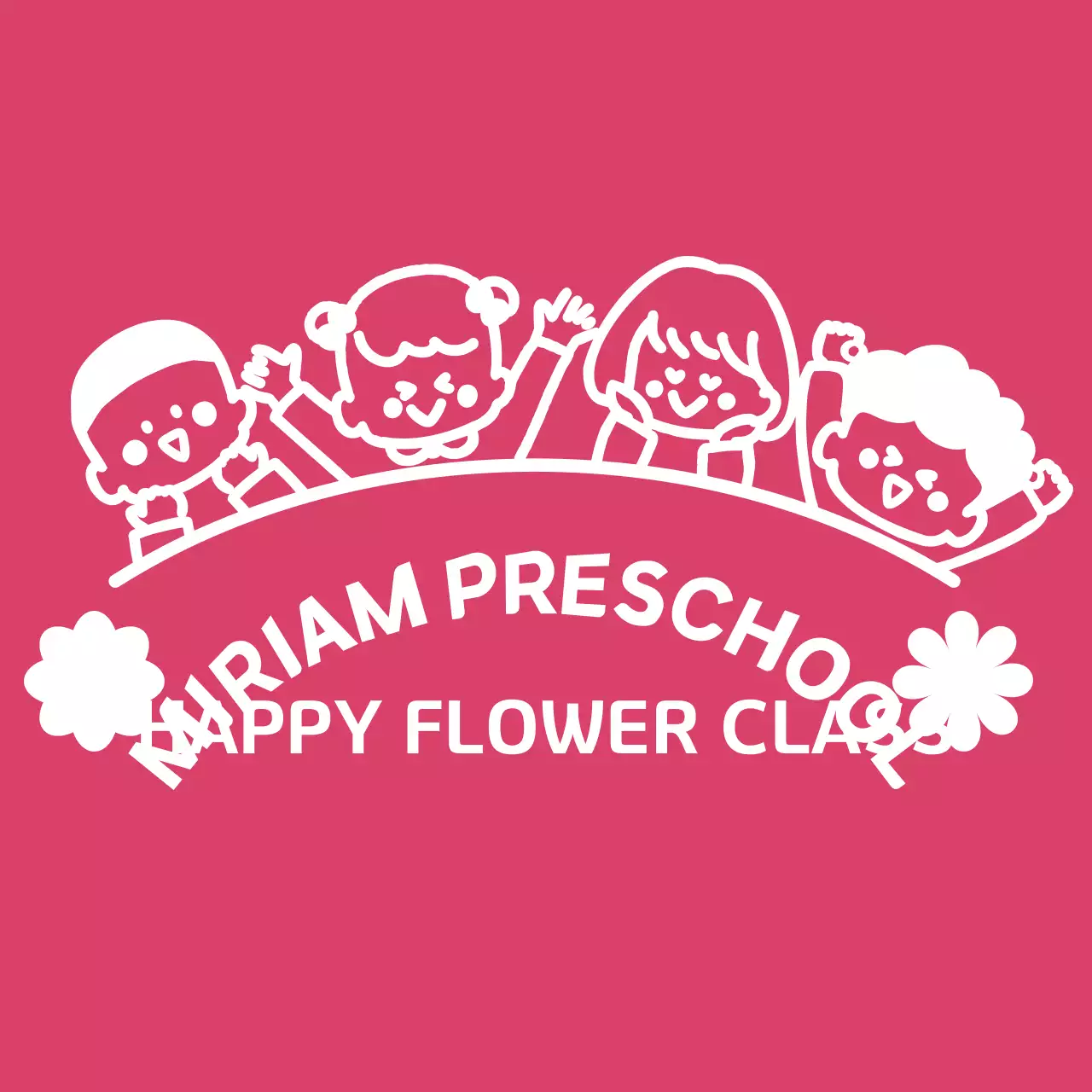 Kaos kelompok TK dengan ilustrasi anak-anak berwarna merah muda yang lucu