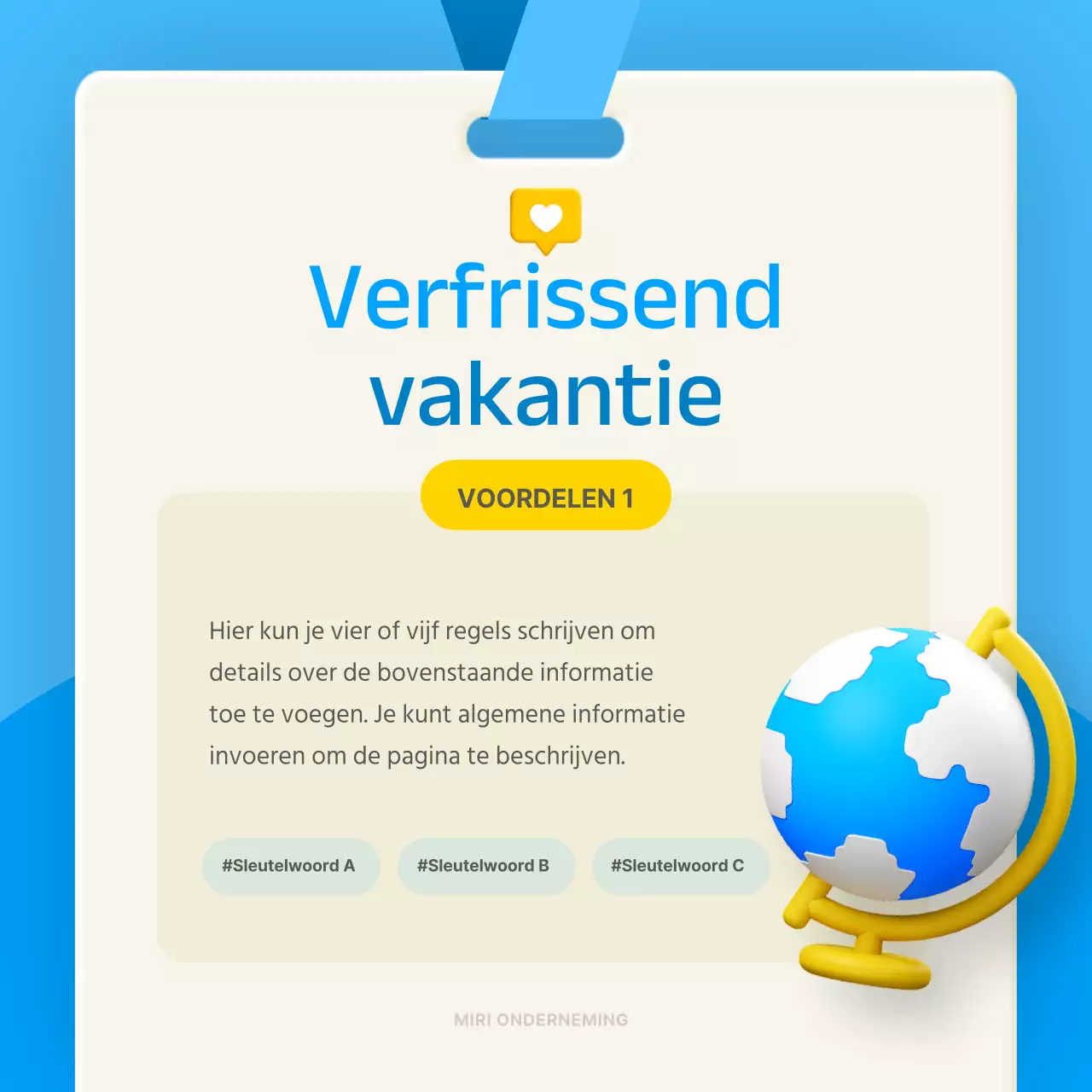 3D stereoscopisch concept in blauw en geel om in-house welzijn te introduceren