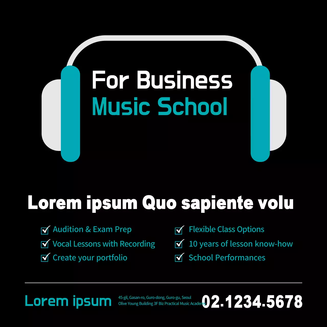 Banner de promoção de música moderna preta