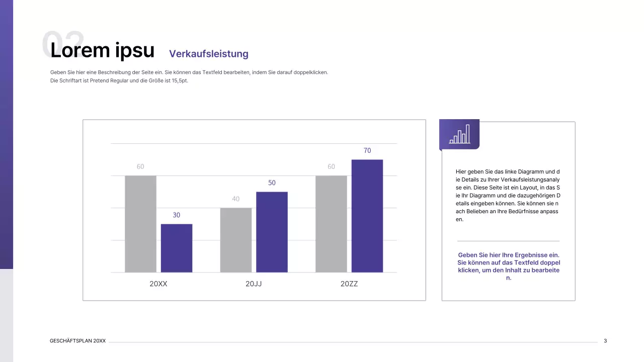 Business-Plan-Präsentation Kit mit lila Gradient Index-Konzept
