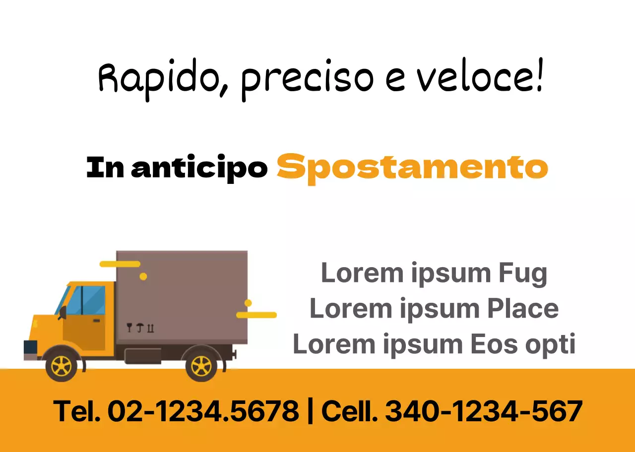 Promuovete la vostra azienda di traslochi con l'illustrazione di un camion arancione