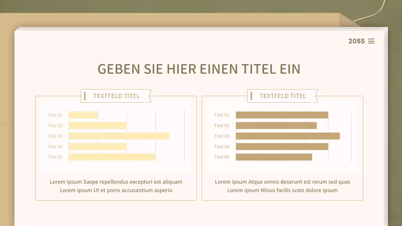 Für Präsentationen mit einem klaren Dokumentenkonzept in Oliv- und Beigetönen