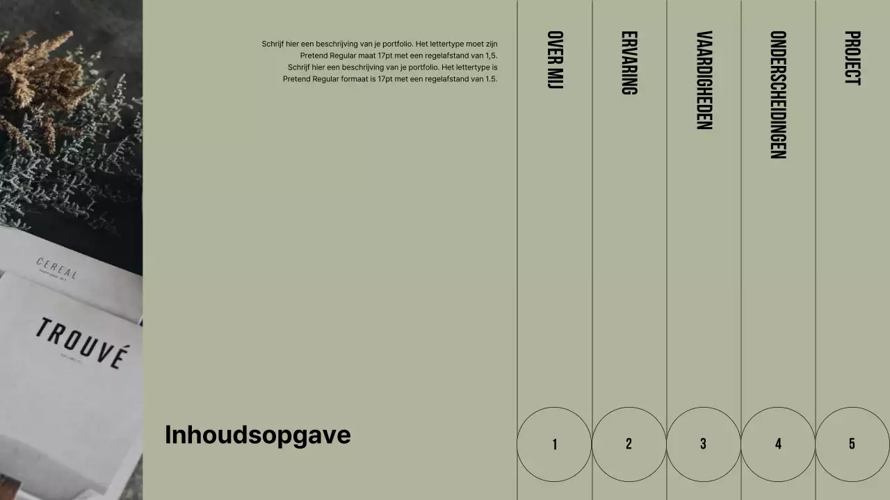 Een moderne portfolio in kaki en beige