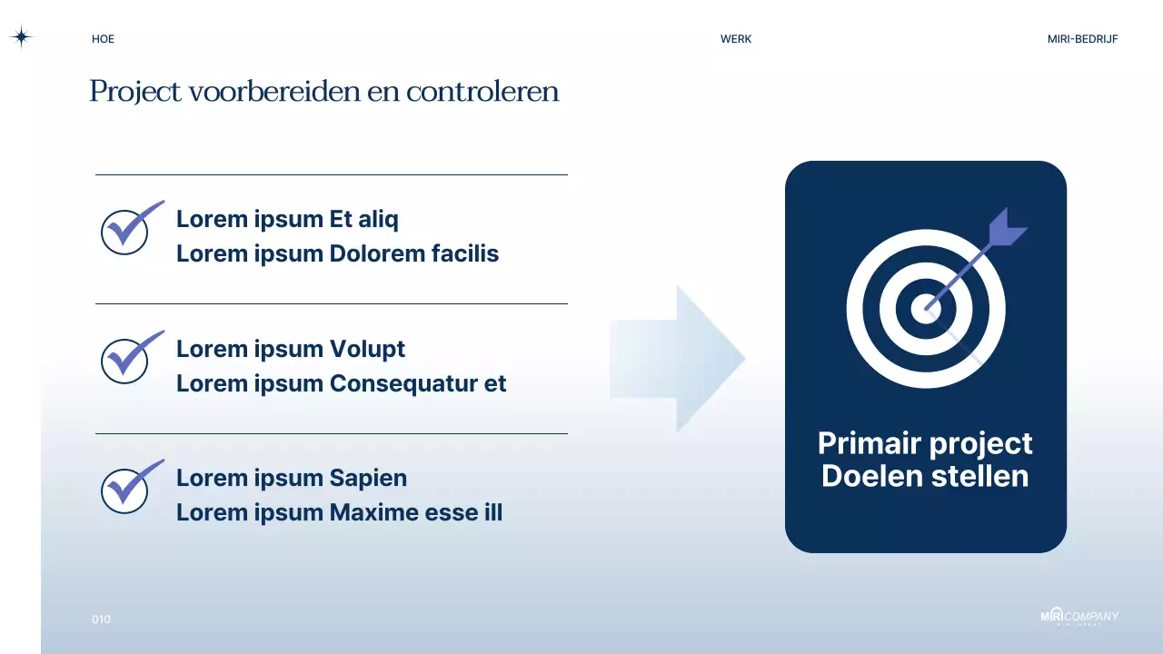 Voorstel voor moderne zakelijke PT in marineblauw