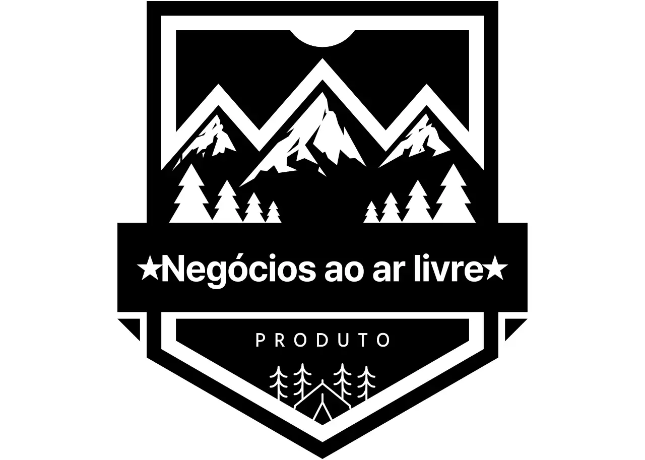 Conceito simples de logótipo de campismo ao ar livre em branco e preto