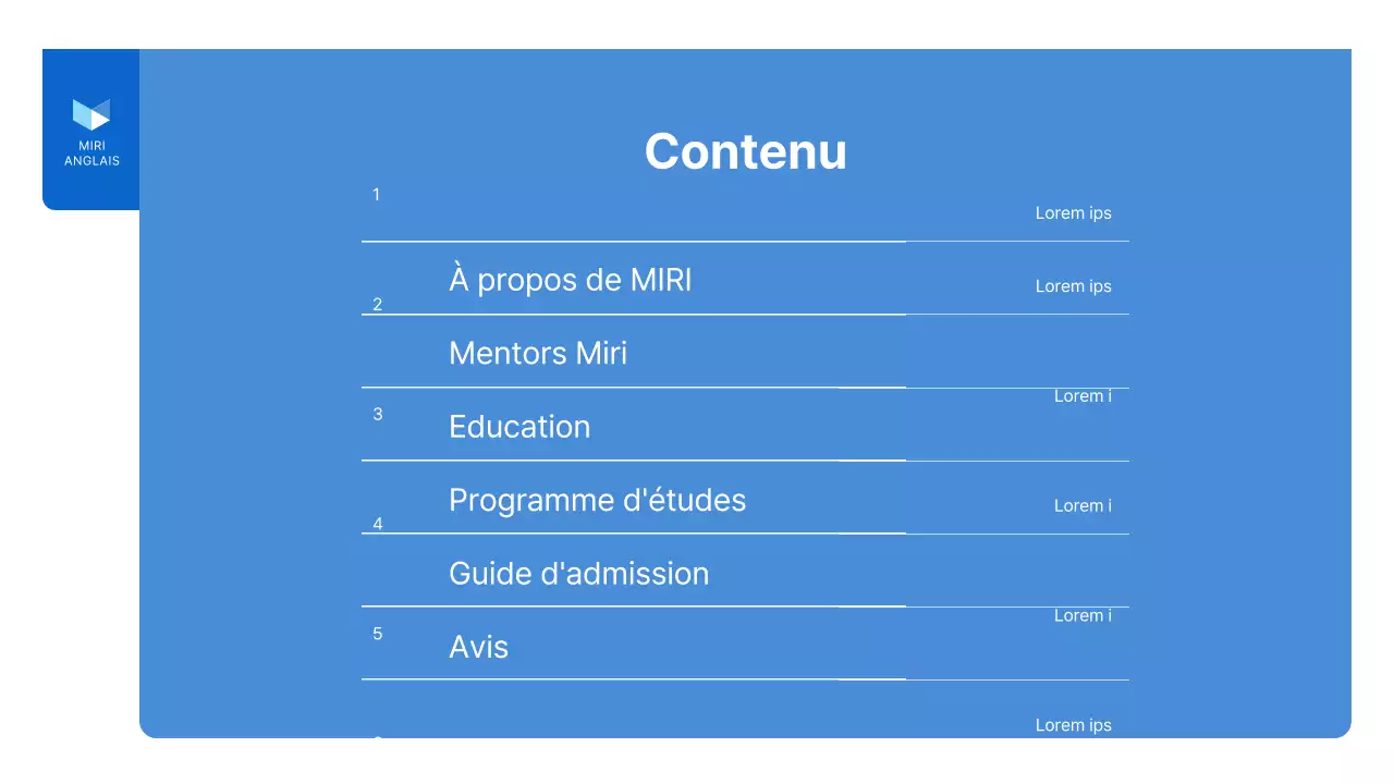 Un simple prospectus bleu et blanc pour une école de langue anglaise