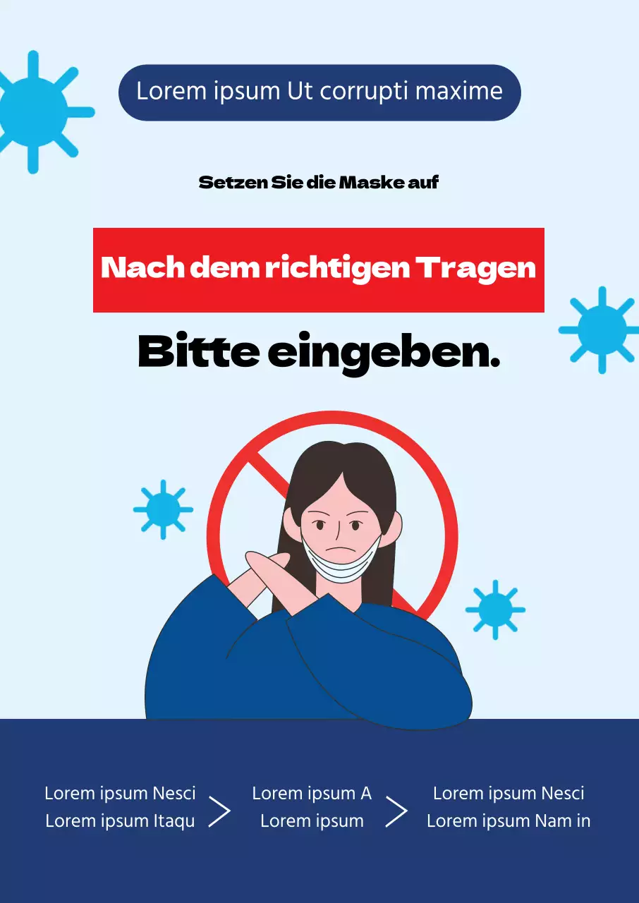 Blau Rot Illustration Corona Maske Tragen Prävention