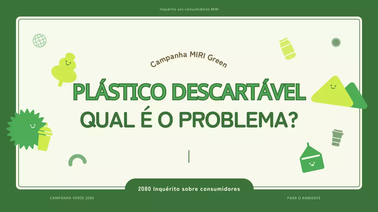 Campanha de plástico descartável com um tema de ilustração ambiental verde e giro
