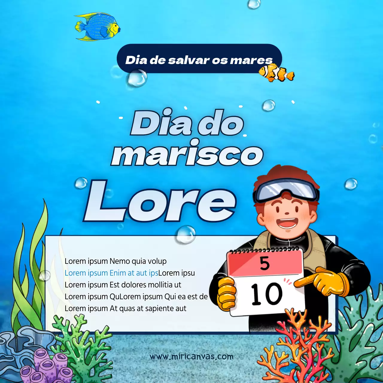 Conceito de ilustração azul para o Dia da Árvore (quadrado para redes sociais)
