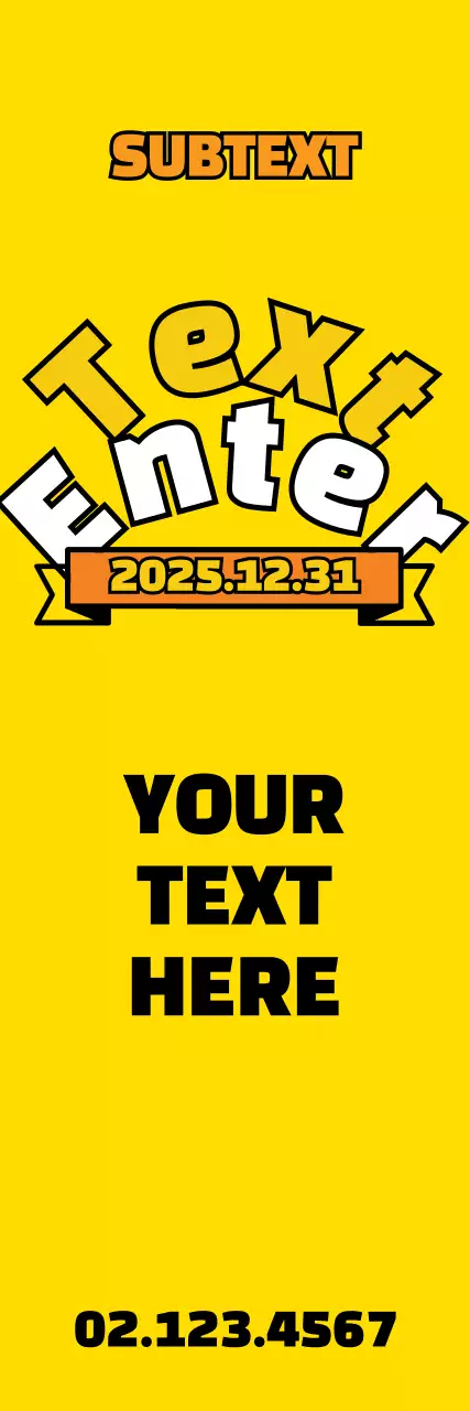 Banner de anúncio de evento amarelo em negrito