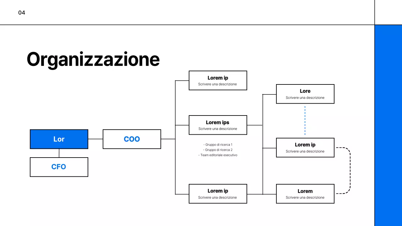 Un semplice prospetto bianco e blu di una società di formazione