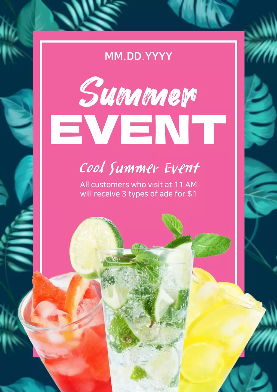 Pink Trendy Summer Promotion Poster