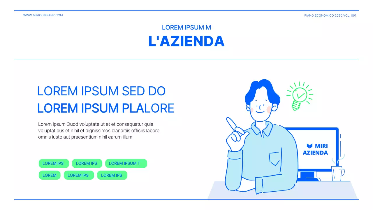 Presentazione del business plan in verde lime