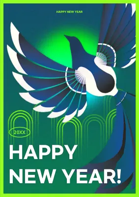 Green Modern New Year Card Poster