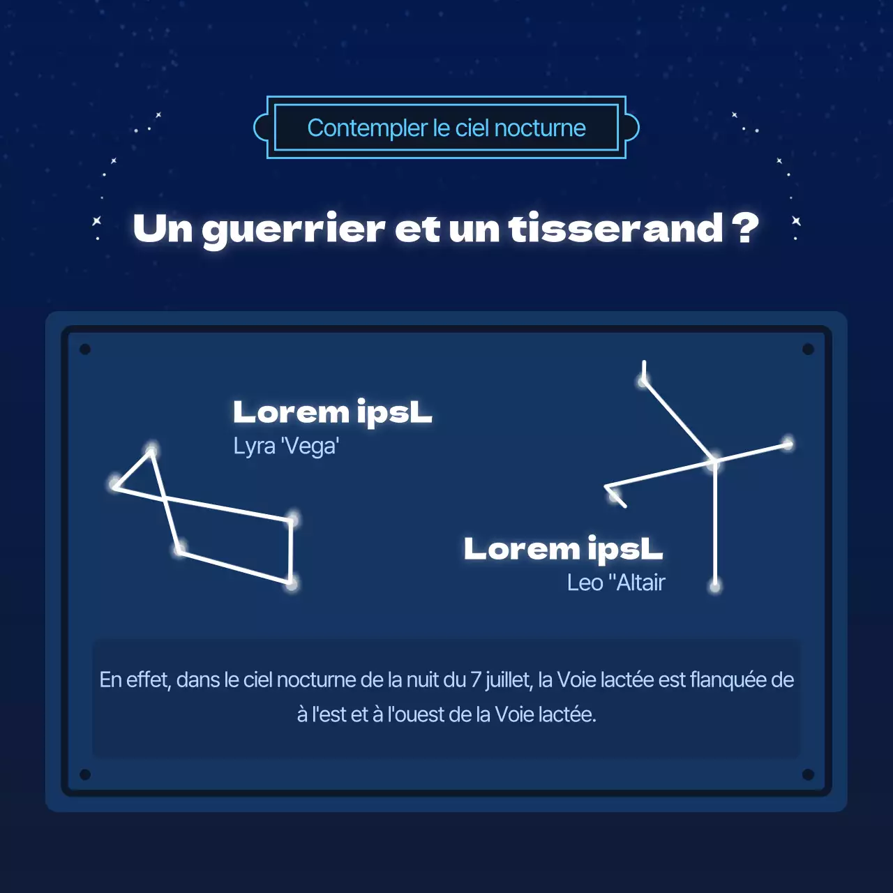 Un concept de ciel étoilé bleu marine et bleu clair pour le 7 juillet