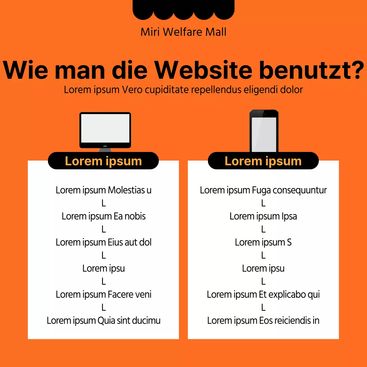 Eröffnung eines sauberen, schwarz-orangefarbenen Sozialkaufhauses