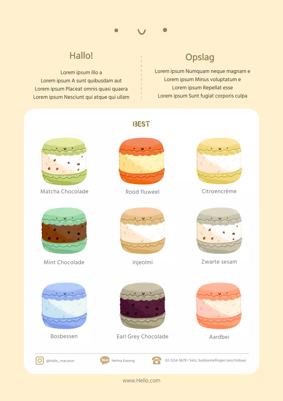 Leuke Macaron Café Menukaart Promotiekaart in Beige