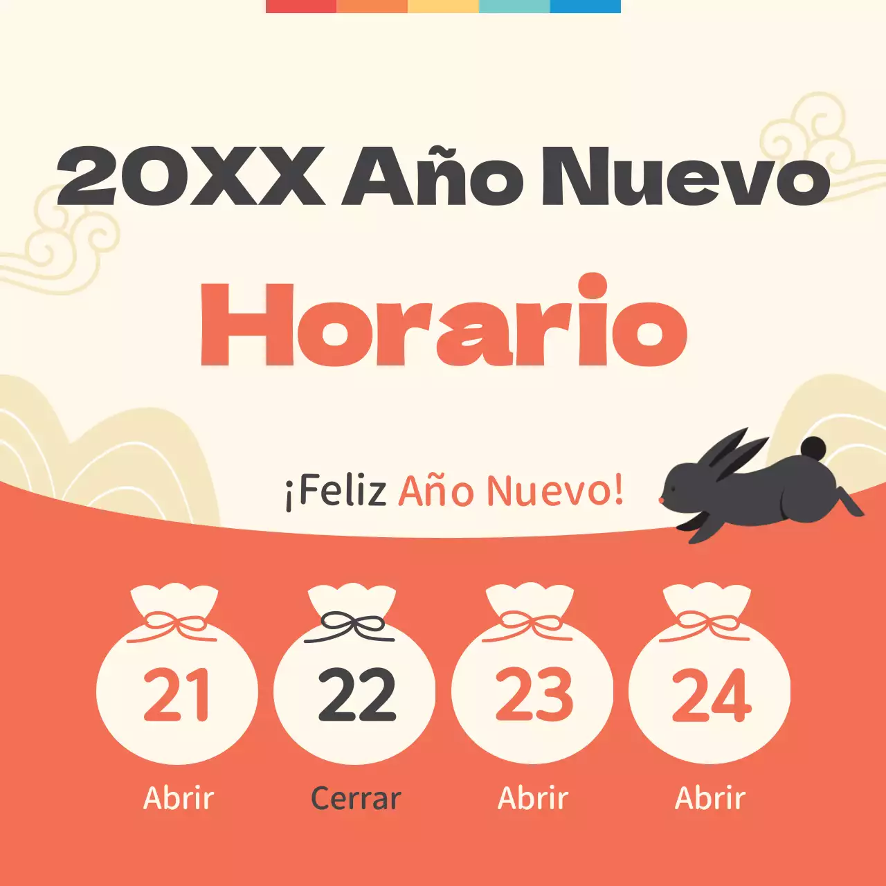 Simpático anuncio de rebajas del Año Nuevo Lunar con un conejito negro