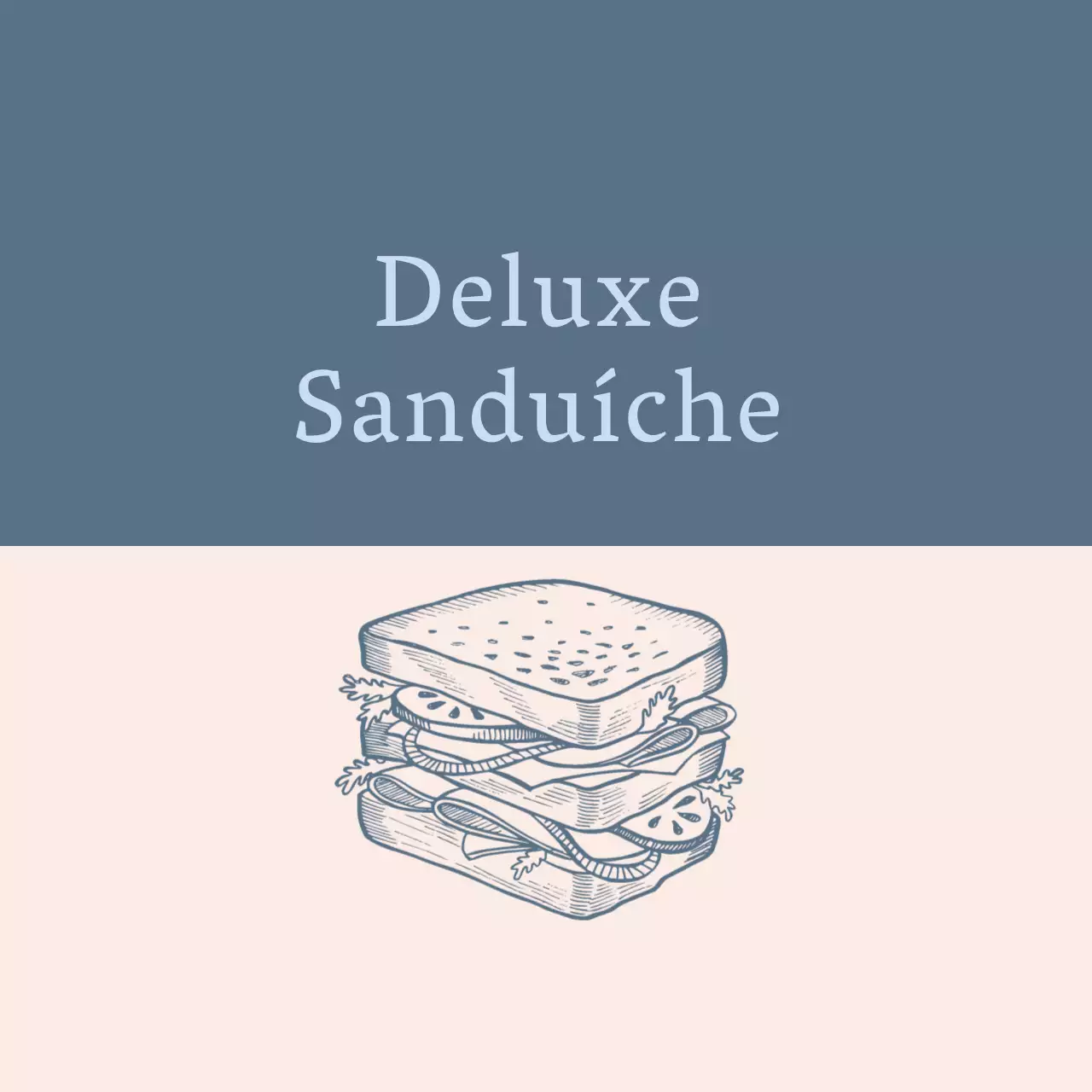 Rótulo de sandes de comida vintage com ilustração azul