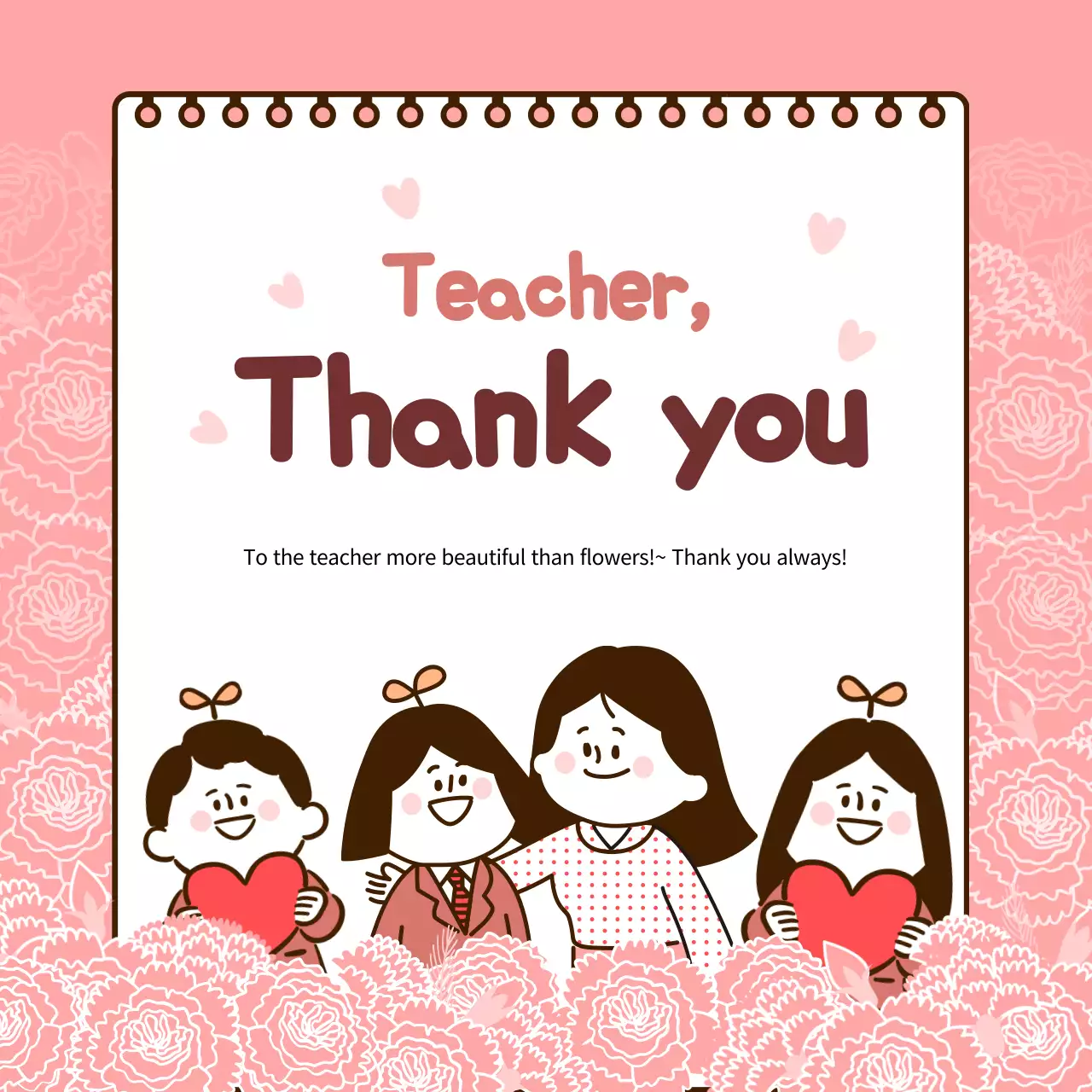 Pink Simple Teacher Card Social Media Post