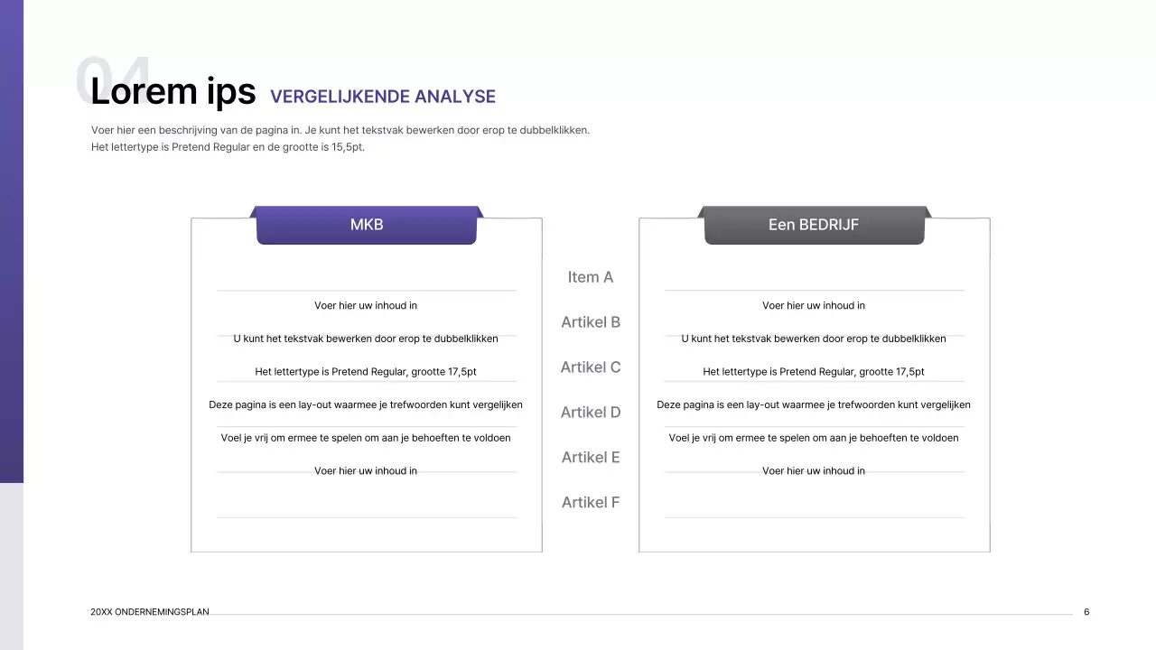 Presentatiepakket ondernemingsplan met paars verloop indexconcept