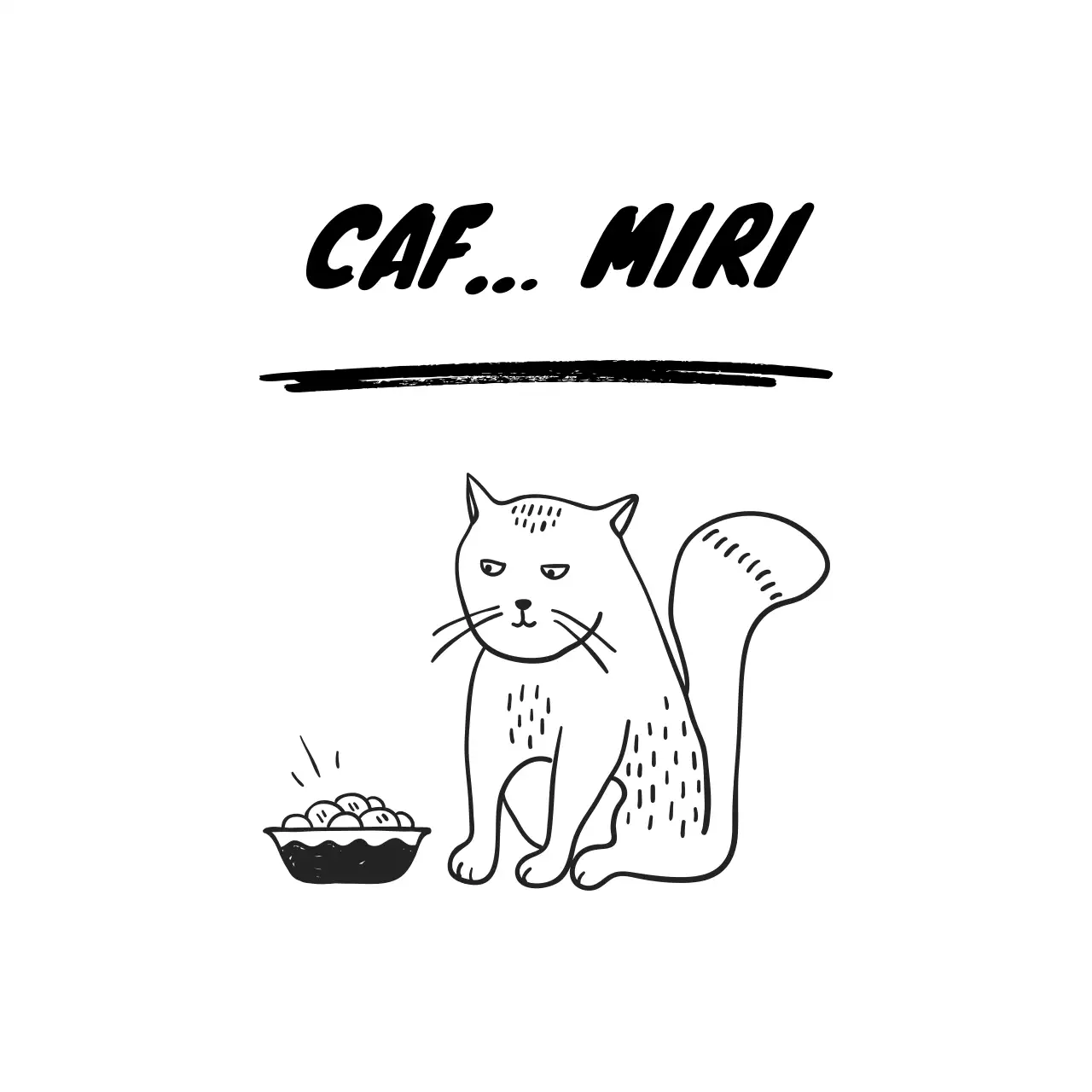 Adhesivo para cafetería con fondo blanco circular y dibujo de un gato