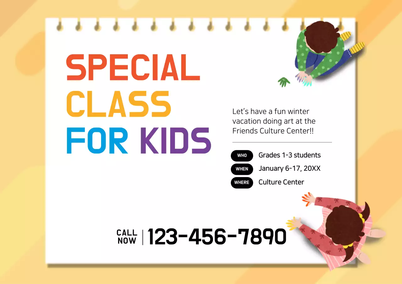 Poster Pengumuman Kelas Anak-Anak Modern Pelangi