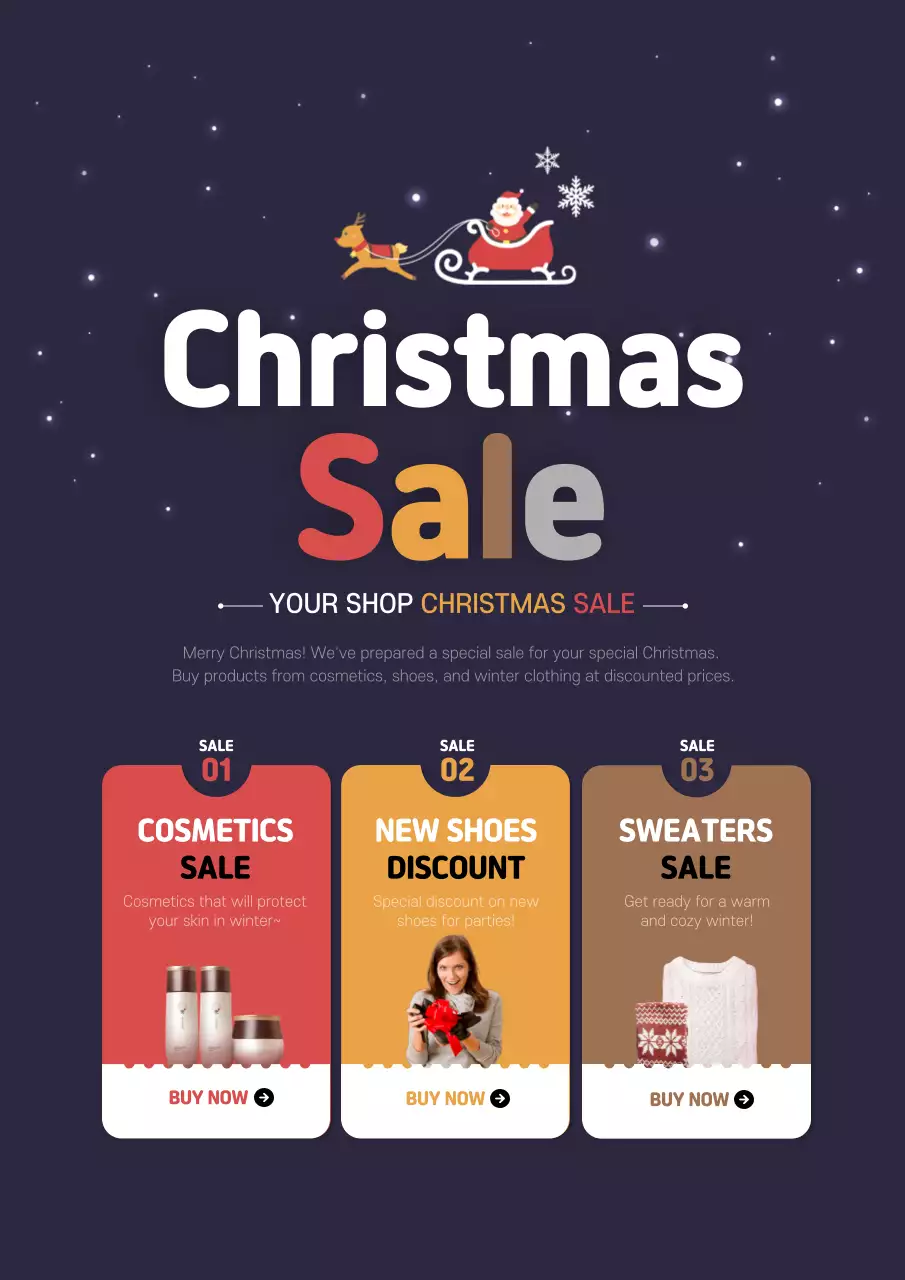 Navy Traditional Christmas Promotion Poster